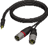 Câble Audio Jack 3,5 mm stéréo vers 2 x XLR mâle 1.5 M