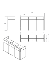 VONYX DBA200 - Ecran DJ pliable, 2 m, table intégrée, avec lycras blanc et noir