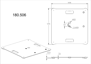 VONYX MPS-B55S - Socle / Embase carrée 3x M20 pour barres de couplage
