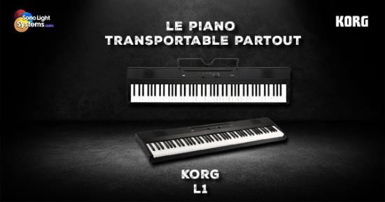 KORK L1 Blanc, Piano numérique 88 touches transportable