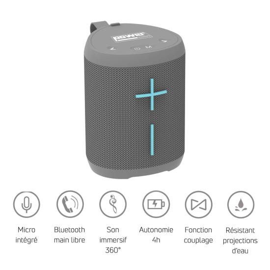 POWER ACOUSTICS GETONE 20 GREY - Enceinte Nomade Bluetooth Compacte - Couleur Gr