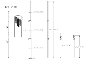 VONYX MPS-T26M - Tube de distance télescopique 3 segemtns (35 mm) 112-260cm