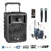  BE 9610 UHF PT ABS - Sono portable CD MP3+USB+DIVX+2 micros main UHF+BODY PACK