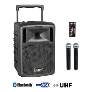 POWER ACOUSTICS - BE 9208 UHF ABS - Sono portable multi lecteurs + 2 micros main