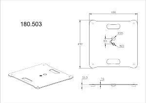 VONYX MPS-B49S - Socle / Embase carrée M20 pour barre de couplage